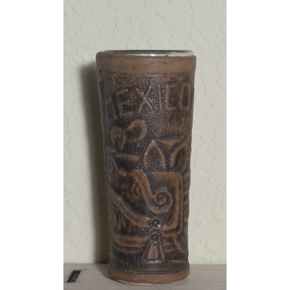Leather-Wrapped #Raise The Bar México Highball Tequila Whiskey Shot Glass